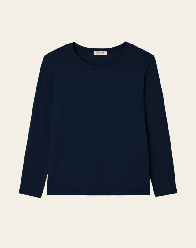 Lemahieu - T-shirt manches longues coton modal - Marine - Femme
