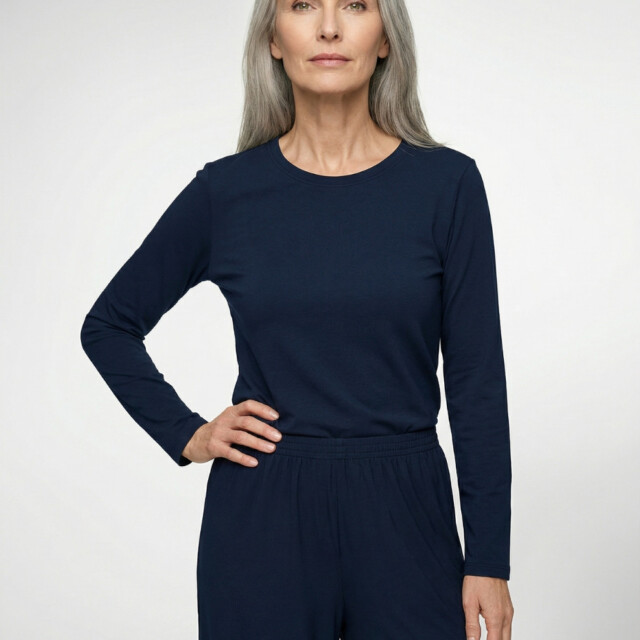 Lemahieu - T-shirt manches longues coton modal - Marine - Femme