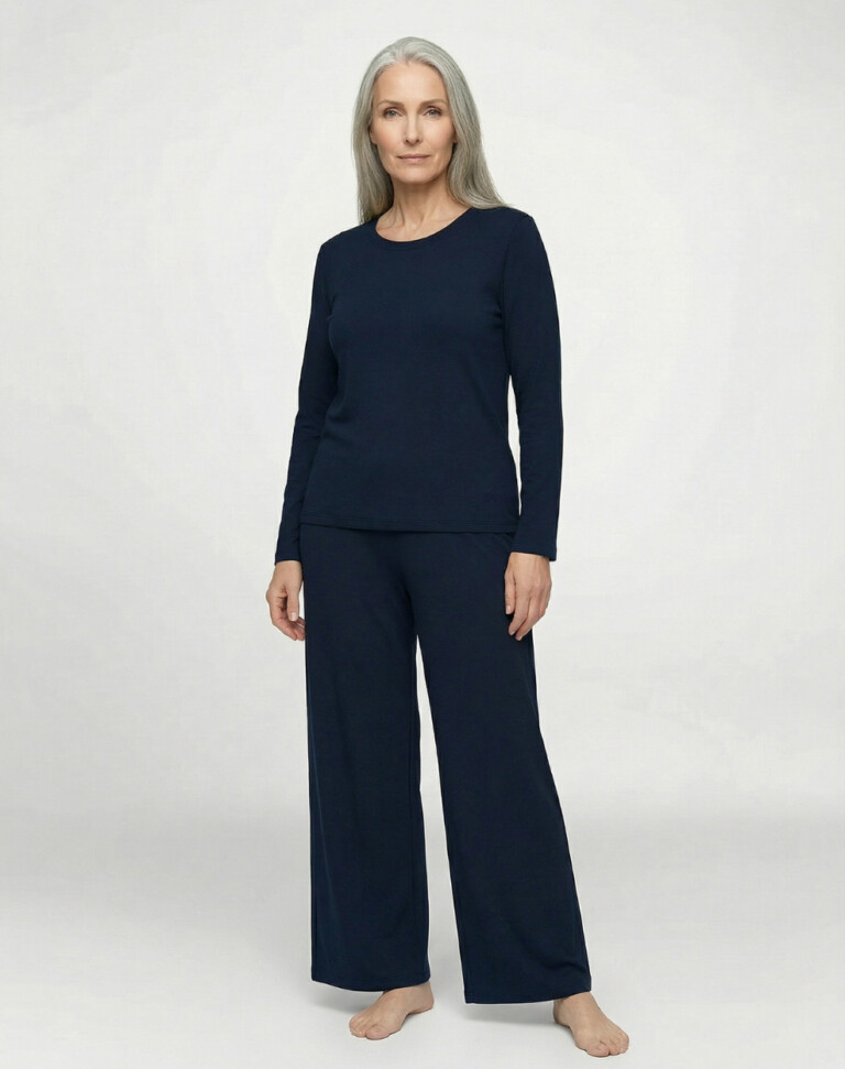 Lemahieu - T-shirt manches longues coton modal - Marine - Femme