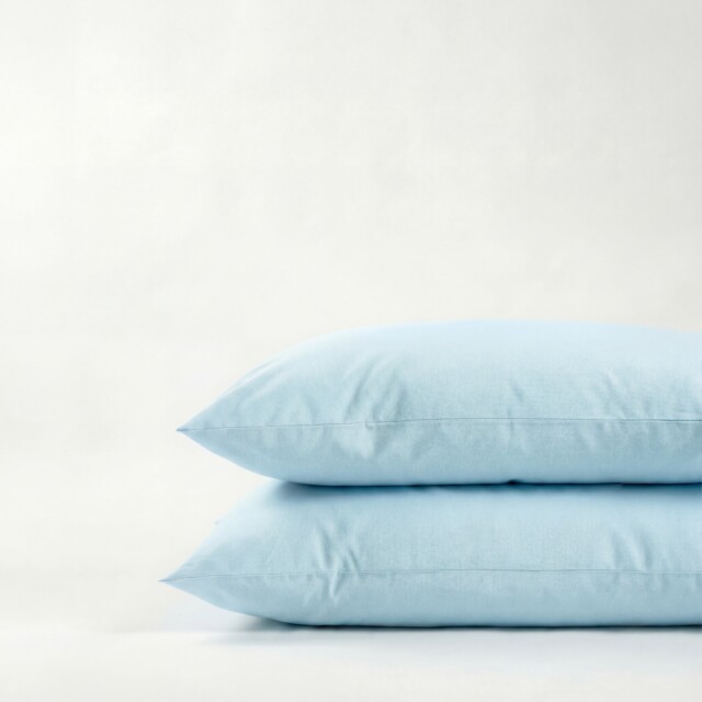 DEJORINE - Taies d’oreiller X2 en Coton – Bleu clair