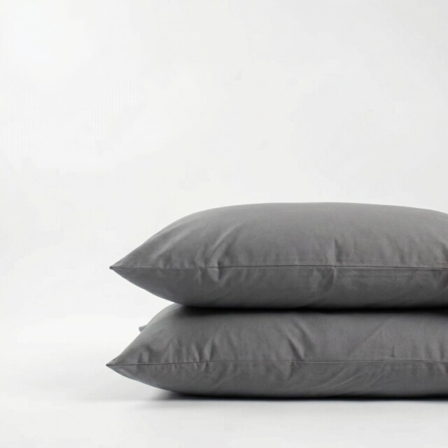 DEJORINE - Taies d’oreiller X2 en coton – Gris souris