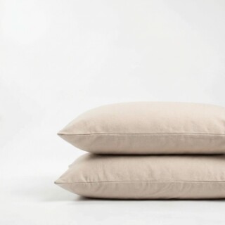 DEJORINE - Taies d’oreiller X2 en Flanelle de coton – Beige clair