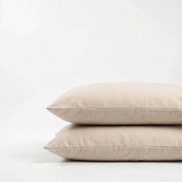 Dejorine - Taies d'oreiller X2 en Flanelle de coton - Beige clair