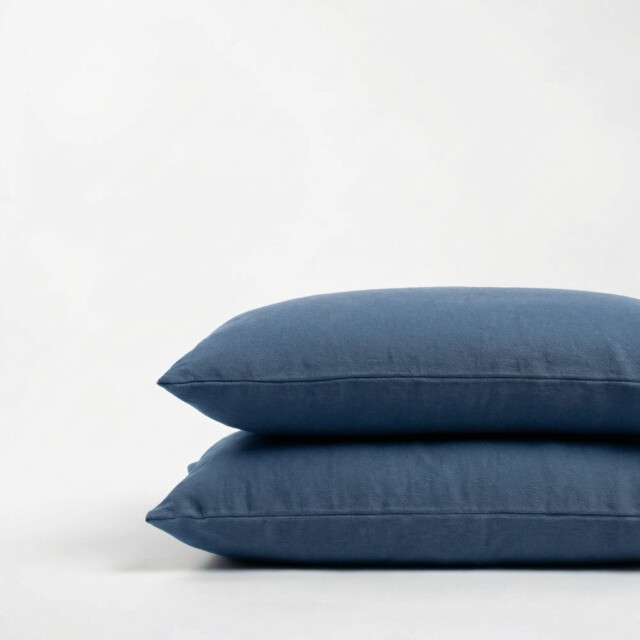 DEJORINE - Taies d’oreiller X2 en Flanelle de coton – Bleu nuit