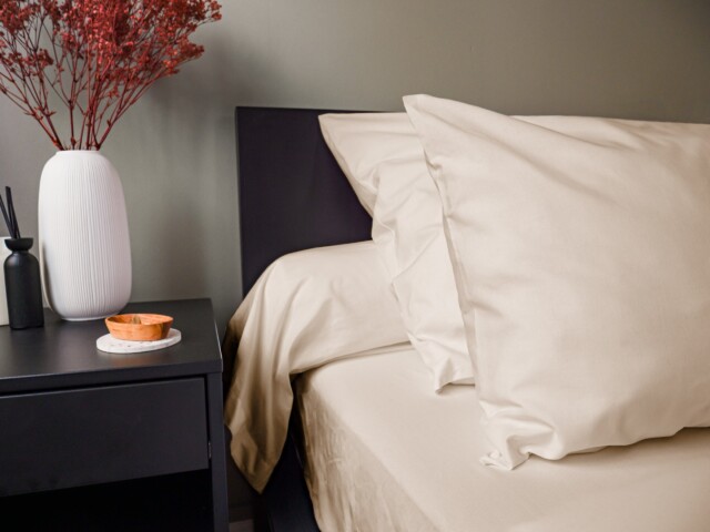 Dejorine - Taies d'oreiller X2 en Percale de coton - Beige