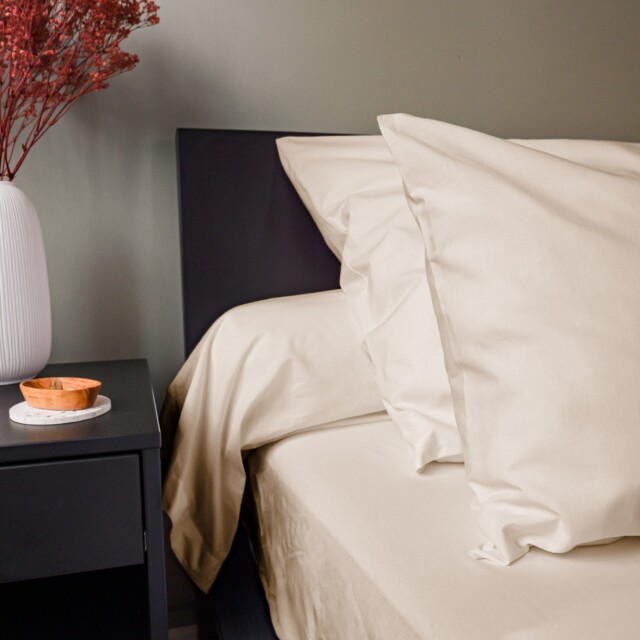 Dejorine - Taies d'oreiller X2 en Percale de coton - Beige