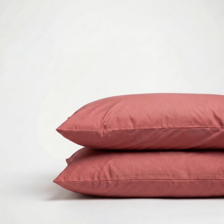 Dejorine - Taies d'oreiller X2 en Percale de coton - Vieux rose