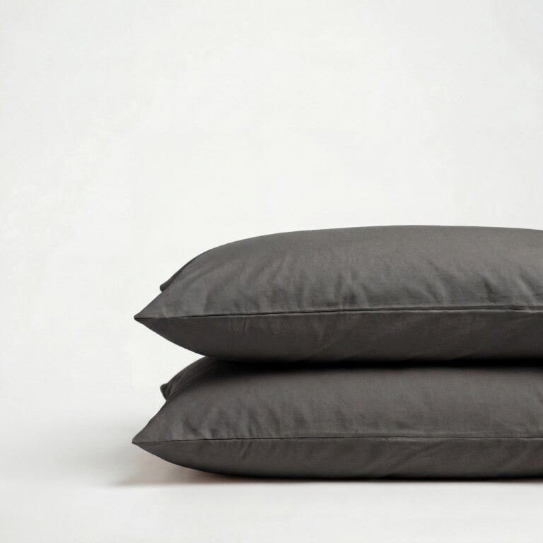 Dejorine - Taies d'oreiller X2 en Percale de coton - Gris anthracite