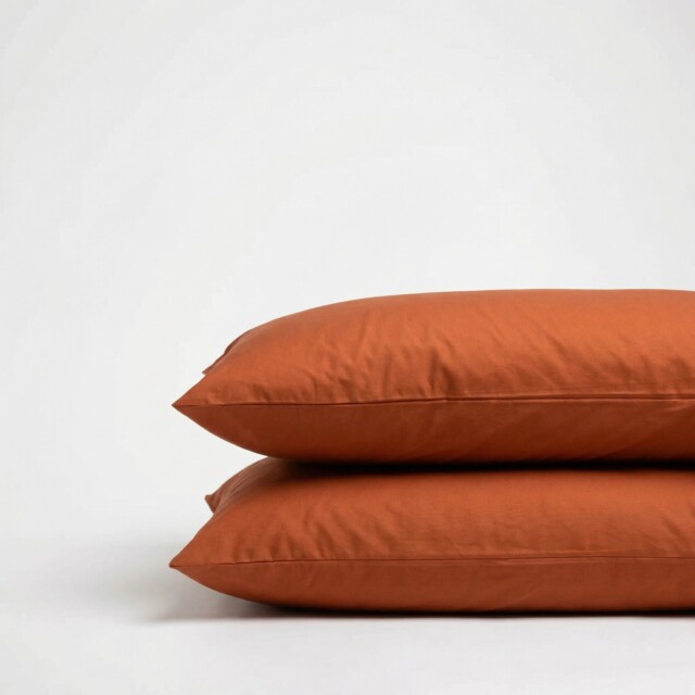 DEJORINE - Taies d’oreiller X2 en Percale de coton – Ocre