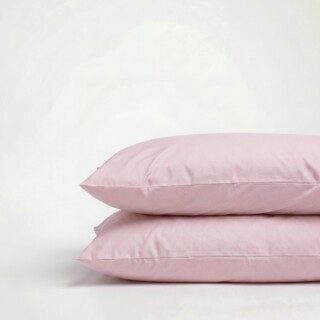 DEJORINE - Taies doreiller X2 en Percale de coton  Rose poudré