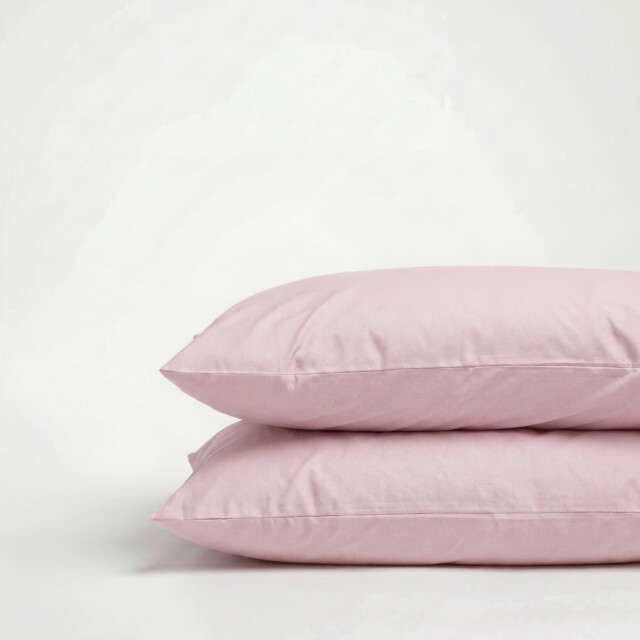 DEJORINE - Taies d’oreiller X2 en Percale de coton – Rose poudré