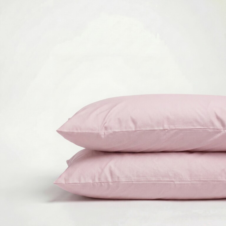 Dejorine - Taies d'oreiller X2 en Percale de coton - Rose poudré