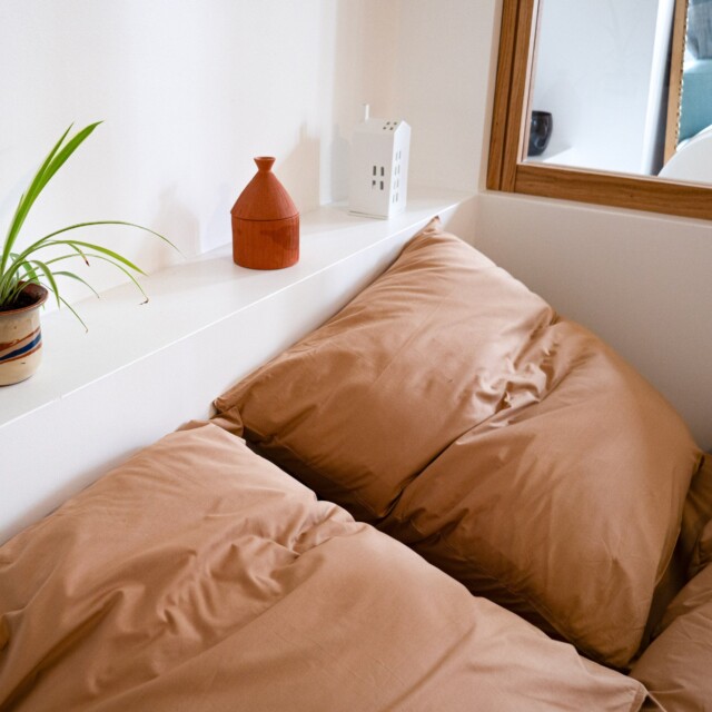 Dejorine - Taies d'oreiller X2 en Percale de coton - Marron