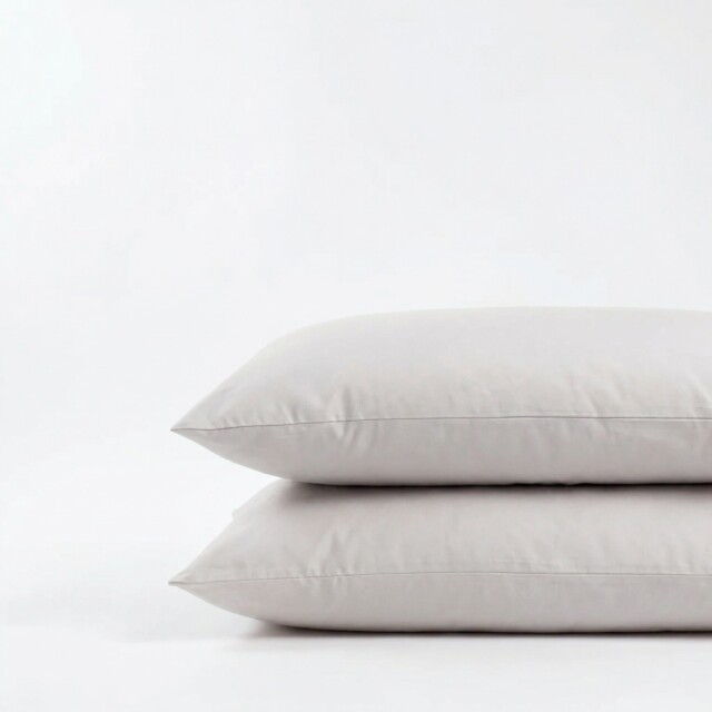 DEJORINE - Taies d’oreiller X2 en Satin de coton – Blanc argenté