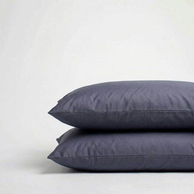 DEJORINE - Taies d’oreiller X2 en Satin de coton – Bleu nuit