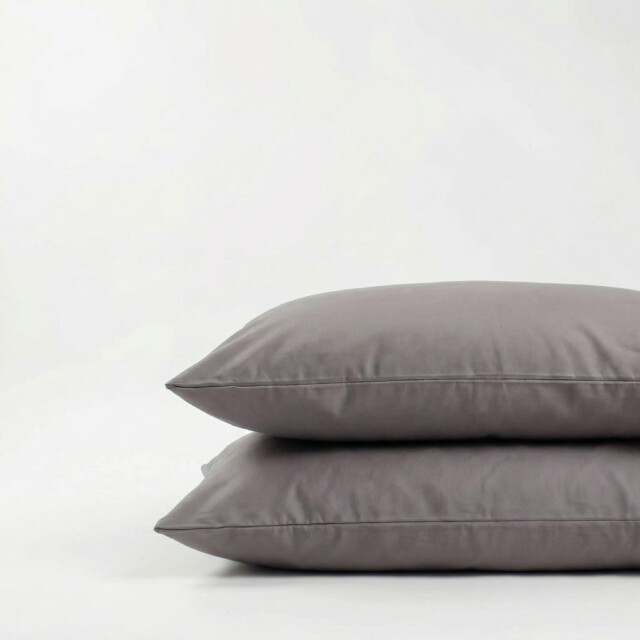 DEJORINE - Taies d’oreiller X2 en Satin de coton – Cendre