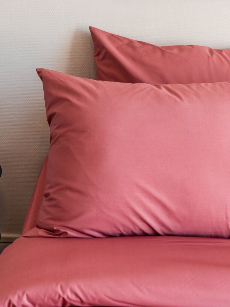Dejorine - Parure de lit en Percale de coton - Vieux rose – 200x200cm / 280x240cm / 65x65cm