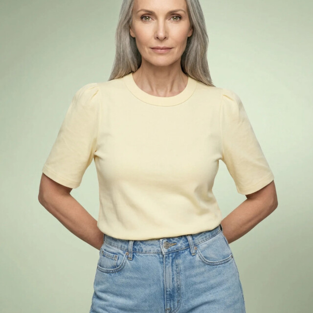 Lemahieu - Top à manches 3/4 - Jaune - Femme