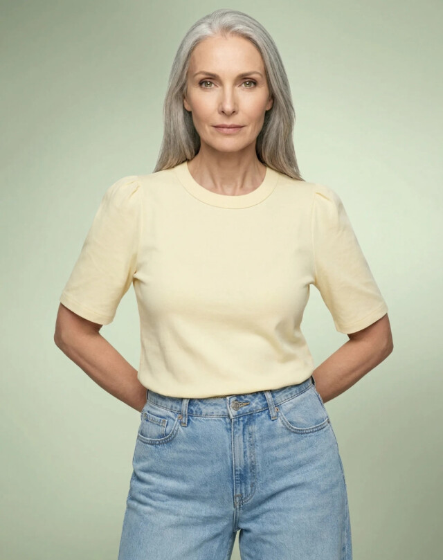 Lemahieu - Top à manches 3/4 - Jaune - Femme