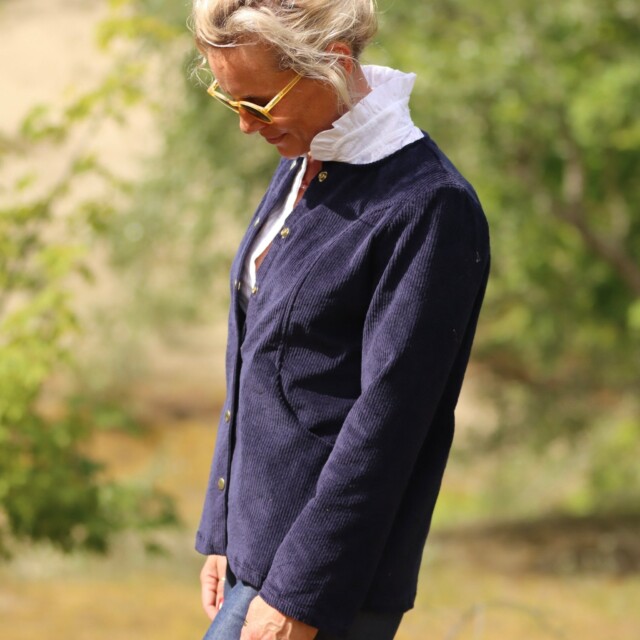 Quintessence - Veste Annie - Velours côtelé bleu nuit