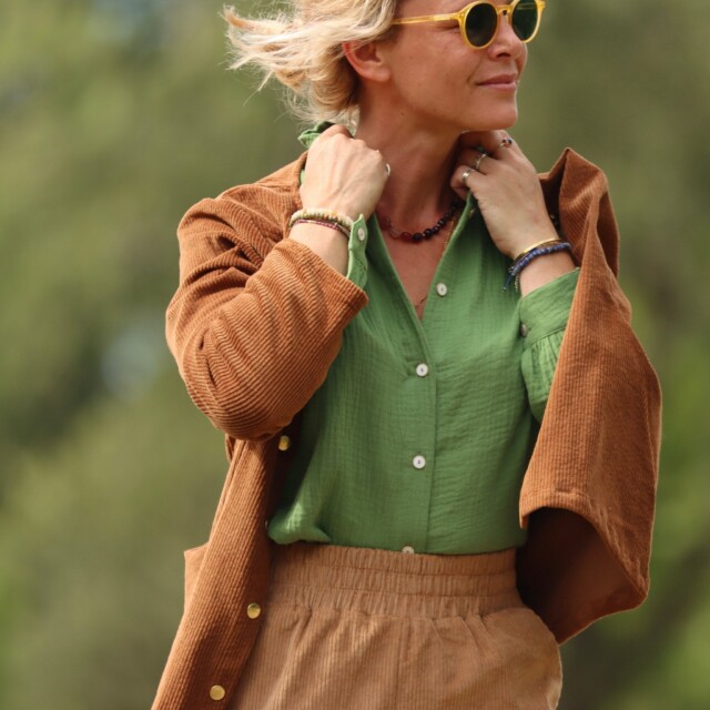 Quintessence - Veste Annie - Velours côtelé chamois