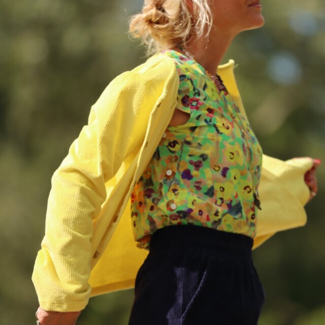 Quintessence - Veste Annie - Velours côtelé jaune vif