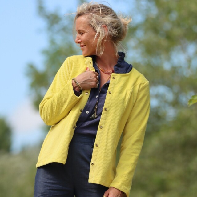 Quintessence - Veste Annie - Velours côtelé jaune vif