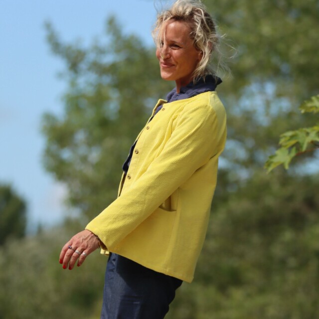 Quintessence - Veste Annie - Velours côtelé jaune vif