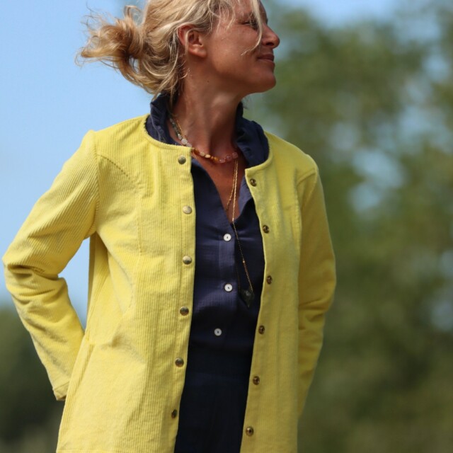 Quintessence - Veste Annie - Velours côtelé jaune vif