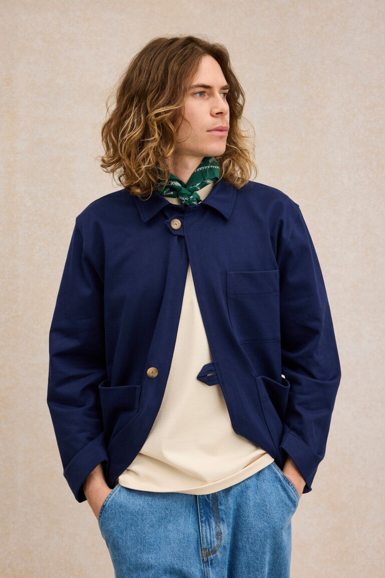 Le Minor - Veste de peintre bleu marine en coton pour homme
