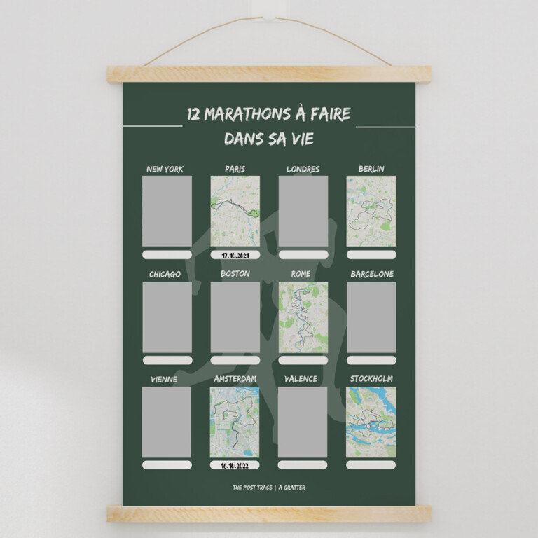 The Post Trace - Carte à Gratter Marathons - 12 marathons à faire dans sa vie