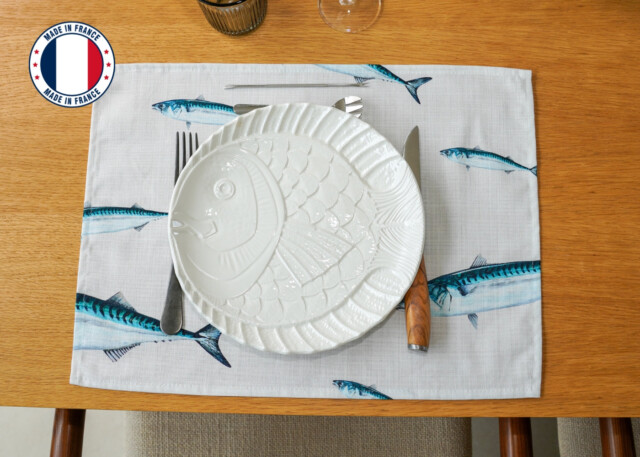Varek Illustrations - Set de table en coton enduit : Maquereau