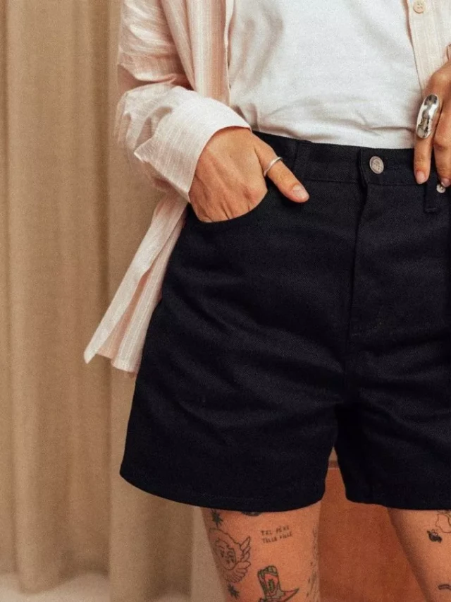 1083 - Short jeans noir 276h  taille haute