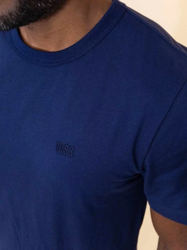 1083 - T-SHIRT DROIT BRODE 304 UNI coton bio bleu marine Homme