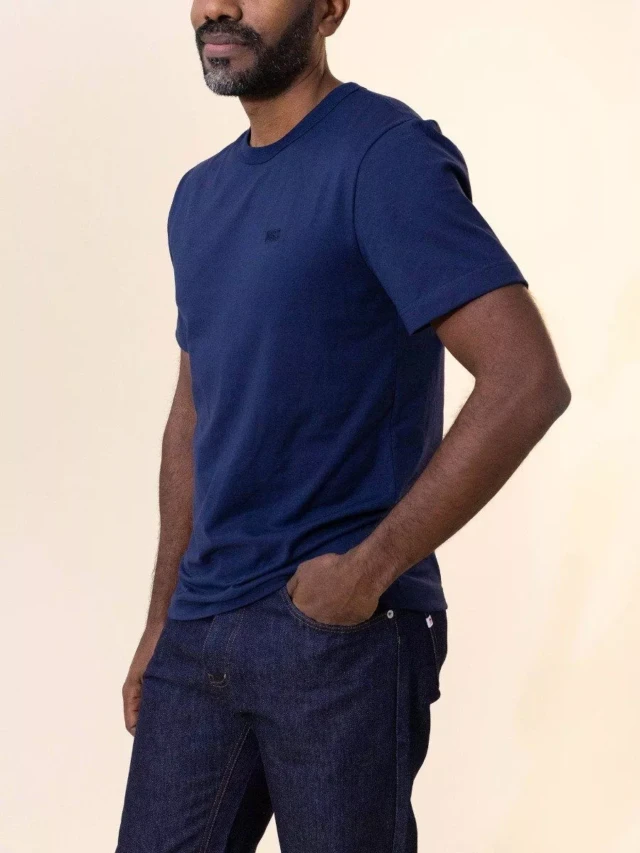 1083 - T-SHIRT DROIT BRODE 304 UNI coton bio bleu marine Homme