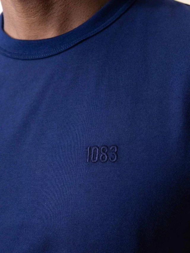 1083 - T-SHIRT DROIT BRODE 304 UNI coton bio bleu marine Homme