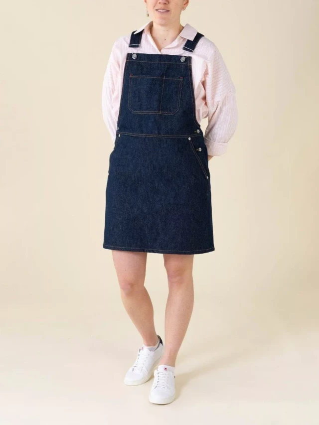 1083 - ROBE SALOPETTE 549 POCHES ITALIENNES coton bio superdenim carde bleu