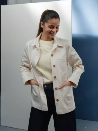 1083 - VESTE DE TRAVAIL DROITE 603 coton bio superdenim ecru femme