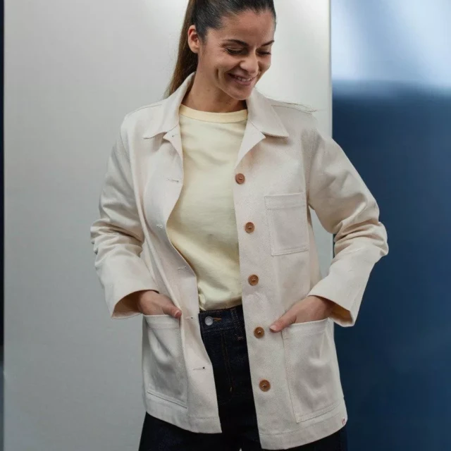 1083 - VESTE DE TRAVAIL DROITE 603 coton bio superdenim ecru femme