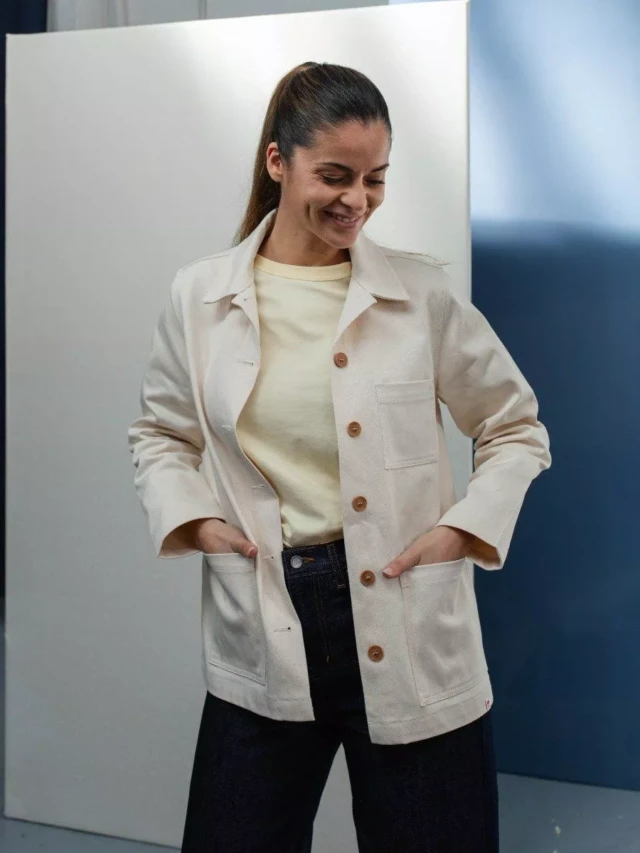 1083 - VESTE DE TRAVAIL DROITE 603 coton bio superdenim ecru femme