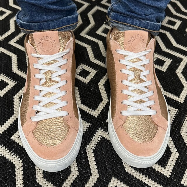 Uniqua Limoges - Basket Bellegarde - Métallisé Or Rose / Velours Rose