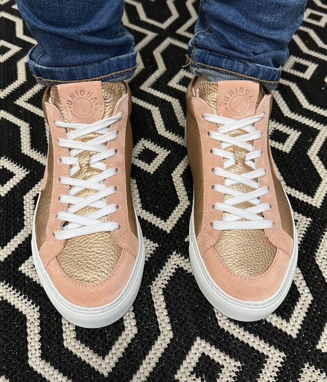Uniqua Limoges - Basket Bellegarde - Métallisé Or Rose / Velours Rose