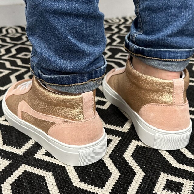 Uniqua Limoges - Basket Bellegarde - Métallisé Or Rose / Velours Rose