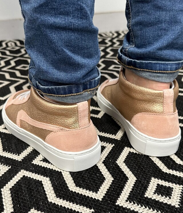 Uniqua Limoges - Basket Bellegarde - Métallisé Or Rose / Velours Rose