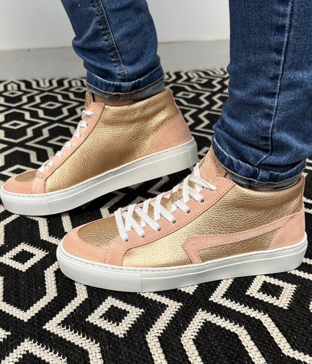 UNIQUA L’Atelier - Basket Bellegarde – Métallisé Or Rose / Velours Rose