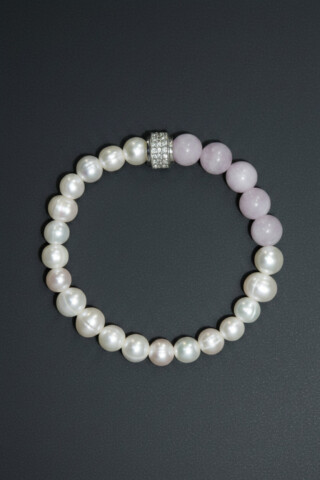 Bracelet Candy Geometric Perles Kunzite Or Blanc par la marque NEIJE NEIJE - Bracelet Candy Geometric Perles Kunzite Or Blanc