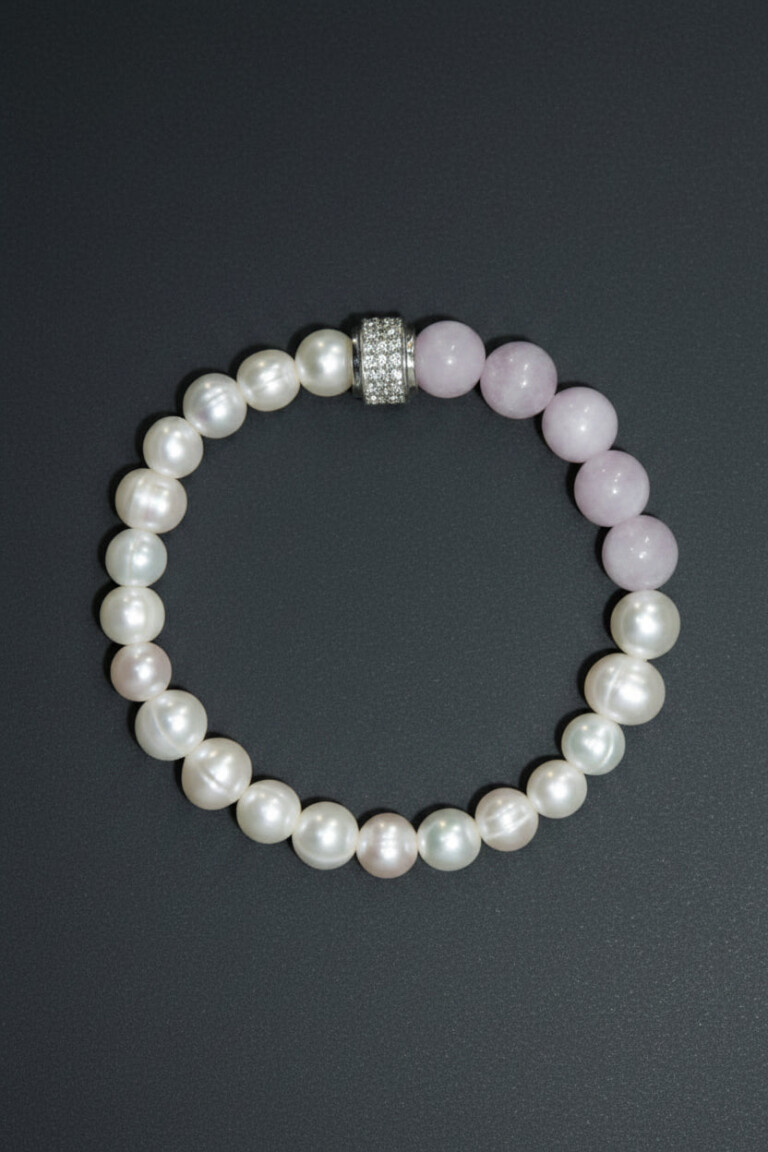NEIJE - Bracelet Candy Geometric Perles Kunzite Or Blanc