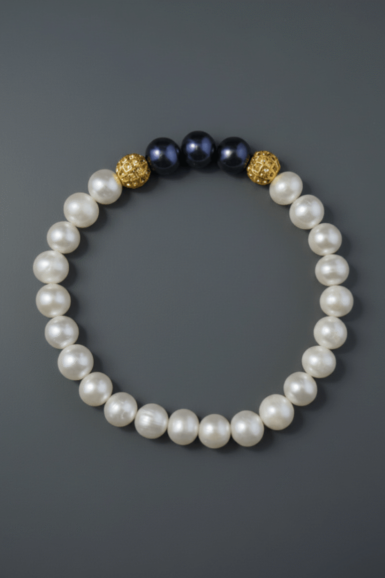 NEIJE - Bracelet Eclipse Perles d'eau douce et Or Jaune