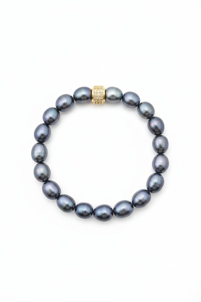 NEIJE - Bracelet Athéna Perles de Culture Noires