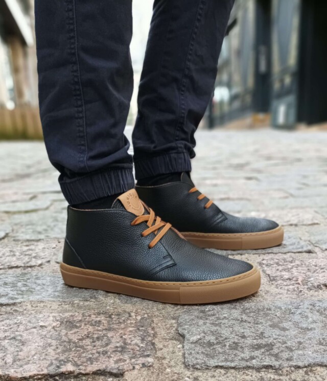 UNIQUA L’Atelier - Basket Bénédictins – Cuir Grainé Noir / Naturel